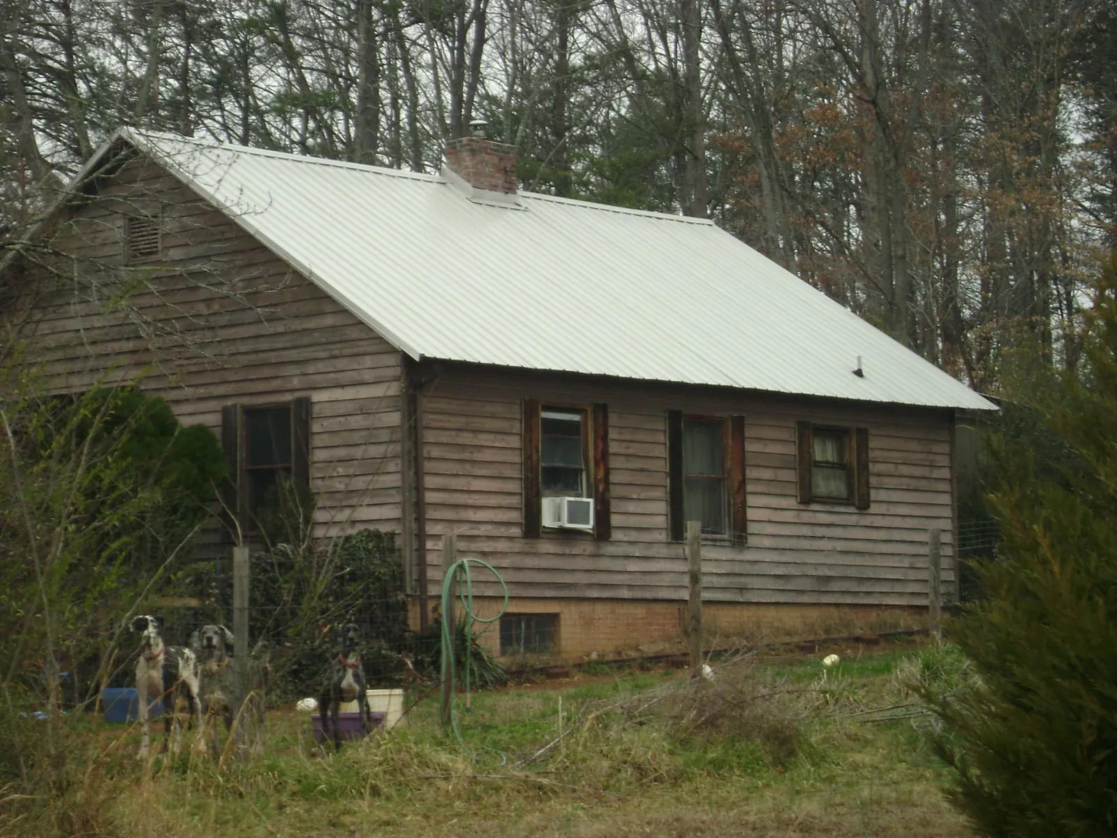 White metal roof on an old wood sided farmhouse, from a Metal Roof Installation job in Dameron